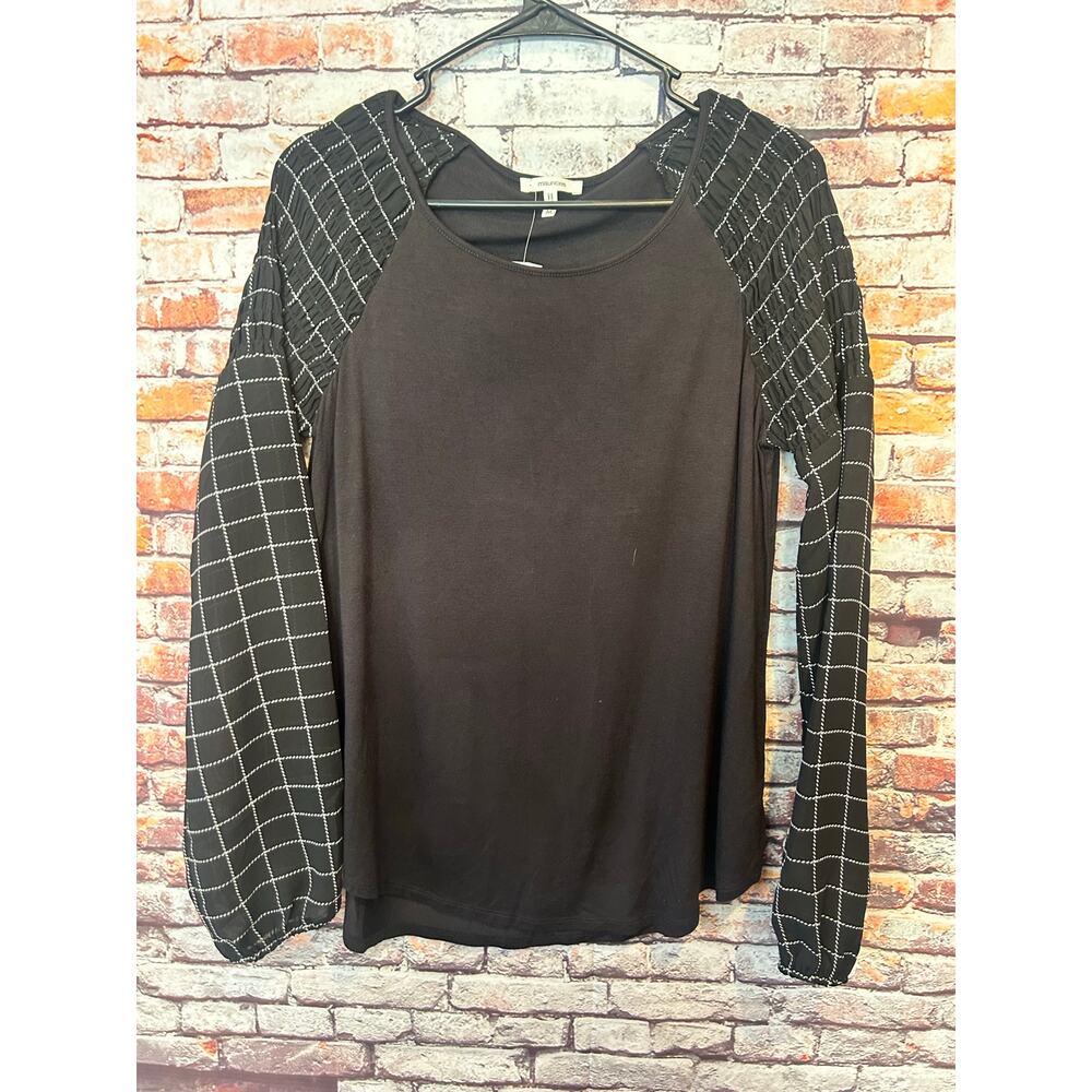 Maurices black sheer long sleeves knit top shirt blouses women's size medium